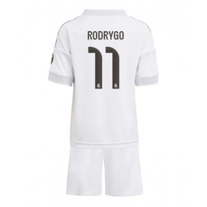 Fotbalové Dres Real Madrid Rodrygo Goes #11 Dětské Domácí Oblečení 2025-26 Krátký Rukáv (+ trenýrky)
